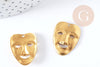 Colgante de máscara de carnaval de latón crudo 25 mm, creación de joyas con tema de teatro x1 G8201