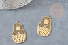 Russian doll pendant gold steel 37mm, gold charm, gold stainless steel, nickel free pendant, X1 G6126