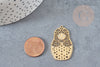 Russian doll pendant gold steel 37mm, gold charm, gold stainless steel, nickel free pendant, X1 G6126