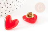 Red resin heart pin brooch 20mm, gold brooch, jacket decoration X1 G9260 