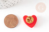Red resin heart pin brooch 20mm, gold brooch, jacket decoration X1 G9260 