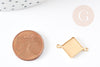 Connector Support square golden brass cabochon, cabochon supplies, raw brass primer, nickel free, 14mm square cabochon, X10 G4039