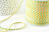 Cordón trenzado turquesa verde amarillo 2mm, cordón para joyería, cordón scrapbooking multicolor, X 1 metro G9122