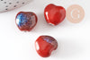Red-blue porcelain heart bead 14-15mm, ceramic bead, love and friendship jewelry making X5 G9349 