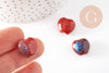 Red-blue porcelain heart bead 14-15mm, ceramic bead, love and friendship jewelry making X5 G9349 