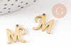 Pendant initial letter M capital stainless steel 201 gold nickel-free 12mm, first name alphabet letter charm X1 G9381