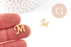 Pendant initial letter M capital stainless steel 201 gold nickel-free 12mm, first name alphabet letter charm X1 G9381