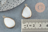 Gold natural white mother-of-pearl drop pendant 23mm, white mother-of-pearl, white shell pendant, X2 G3871