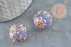 Indonesian pearl royal blue polymer rhinestone and gold zamac 19.5mm, exotic ethnic jewelry creation, X1 G6254