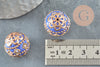 Indonesian pearl royal blue polymer rhinestone and gold zamac 19.5mm, exotic ethnic jewelry creation, X1 G6254