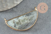 Natural labradorite half-moon pendant in golden brass 36mm, natural stone jewelry creation X1 G0447
