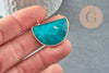 Natural jade half-moon pendant tinted turquoise golden brass 32mm, natural stone jewelry creation, X1 G1167
