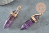 Natural purple charoite point pendant with golden zamac 39mm, natural jewelry creation, X1 G1389