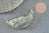 Natural labradorite half-moon pendant in golden brass 36mm, natural stone jewelry creation X1 G0447