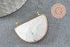 Natural howlite half-moon pendant, golden brass, 32mm, natural stone jewelry creation, X1 G0782