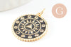 Round golden triangle enamel resin pendant, a pendant for women in gold metal for creating jewelry, 14mm, X1, 22.5cm, G3164