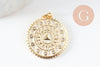 Round golden triangle enamel resin pendant, a pendant for women in gold metal for creating jewelry, 14mm, X1, 22.5cm, G3164