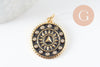 Round golden triangle enamel resin pendant, a pendant for women in gold metal for creating jewelry, 14mm, X1, 22.5cm, G3164