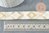 Elastic ribbon Aztec pattern ecru gold EFJF, EVJF bracelet, wedding ribbon, scrapbooking, 16mm, 1 meter-G1887