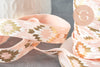 Elastic ribbon Aztec pattern pink peach gold EFJF 16mm, EVJF bracelet, wedding ribbon, scrapbooking, 1/5/10 Meter G6471