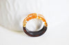 Bague ébène bois résine feuille d'or, bois naturel,bijou bois,bague géométrique,bois ébène,création bijoux bois,16mm, orange, l'unité G3287