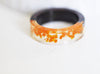 Bague ébène bois résine feuille d'or, bois naturel,bijou bois,bague géométrique,bois ébène,création bijoux bois,16mm, orange, l'unité G3287