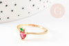 Bague fruit fraise laiton doré 16K zircons, x1 (G9156)