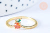 Bague fruit orange laiton doré 16K zircons, x1 (G6578)