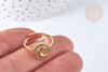 Bague réglable médaille lune acier doré taille 54, x1 (G7020)