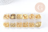 Boite Kit mix de 12 types de fournitures et perles zamac laiton doré, Coffrets et kits création de bijoux fantaisie DIY, X1 G8843