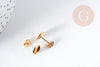 Boucles puce support cabochon rond 6mm laiton doré 16K, x2 (G8922)