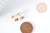 Boucles puce support cabochon rond 6mm laiton doré 16K, x2 (G8922)