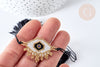 Bracelet Réglable mauvais œil noir et or 28cm cordon nylon perles rocailles tissées , bijou chance à offrir, bracelet amitié, x1 G7679
