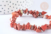 Bracelet élastique chips jaspe rouge naturel 50mm, bracelet pierre naturelle energie lithothérapie, X1 G7074