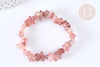 Bracelet élastique chips quartz fraise naturel 50mm, bracelet pierre naturelle energie positive, bracelet lithothérapie, X1 G7077