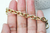 Bracelet grosse maille acier doré 14k 22cm, x1 (G4198)