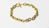 Bracelet grosse maille acier doré 14k 22cm, x1 (G4198)