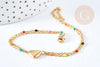 Bracelet multichaine coeur acier doré 304 inoxydable émaillé multicolore 25mm, idée cadeau anniversaire fête des mères femme, x1 G8804