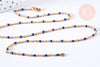 Bracelet ou collier acier doré 14k résine bleu marine chaine doree, bracelet chaîne fine,1.5mm,20.5cm, X1 G3603