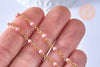 Bracelet ou collier acier doré 14k résine rose 1.5mm,20.5cm, x1 (G3602)