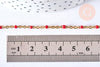 Bracelet ou collier acier doré 14k résine rouge 20.5cm, x1 (G3599)