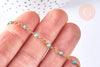 Bracelet ou collier acier doré 14k résine turquoise,chaine doree, bracelet chaîne fine,1.5mm,20.5cm, x1 G3597