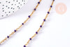 Bracelet ou collier acier doré 14k résine violet,chaine doree, bracelet chaîne fine,1.5mm,20.5cm, X1 G3601