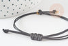 Bracelet réglable cordon ciré noir or acier 304 inoxydable 13-14cm, bracelet cordon acier inoxydable, x1 G9267