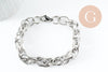 Bracelet très grosse maille acier inoxydable platine 20.5cm, x1 (G9485)