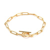 Bracelet trombone striée acier doré 14k 20.9cm fermoir T,création bijoux sans nickel,bracelet acier doré inoxydable, x1 G5805