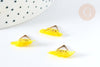 Breloque Pompon jaune polyestère laiton doré 15mm,décoration pompon, pompon boucles,fabrication bijoux bohème, x1 G8215