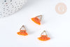 Breloque Pompon orange polyestère laiton doré 15mm,décoration pompon, pompon boucles,fabrication bijoux bohème, x1 G8216