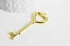 Breloque clef acier doré 18k 50mm, pendentif création bijoux amour en acier inoxydable, x1 G4915