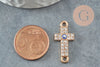 Breloque connecteur croix zamac doré cristal,sans nickel,pendentif oeil protecteur, Pendentif zircon,25.5mm, x1 G4096